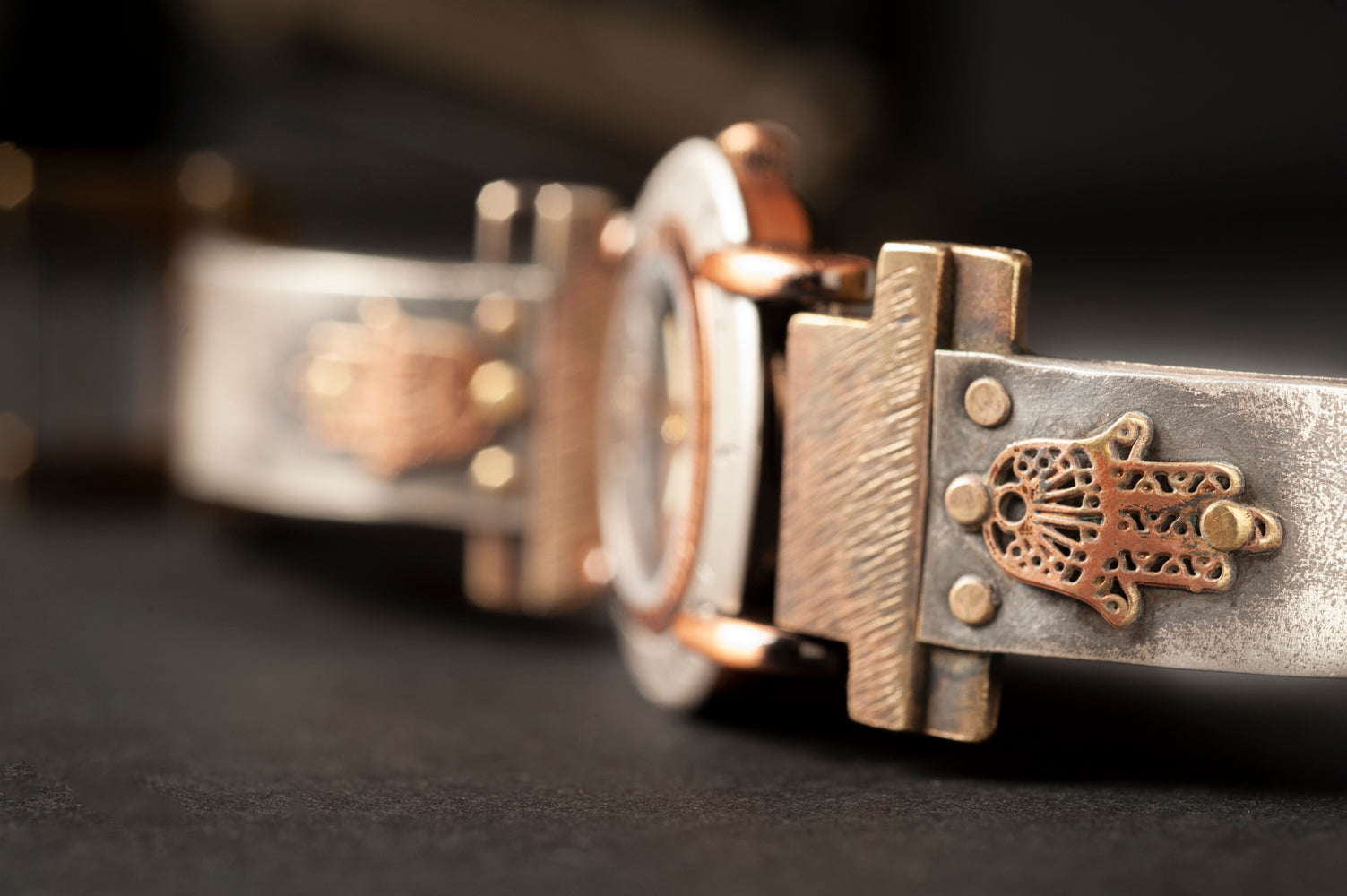 Limited edition sterling silver watch with sculptural Hamsa details – ALEPH Hamsa